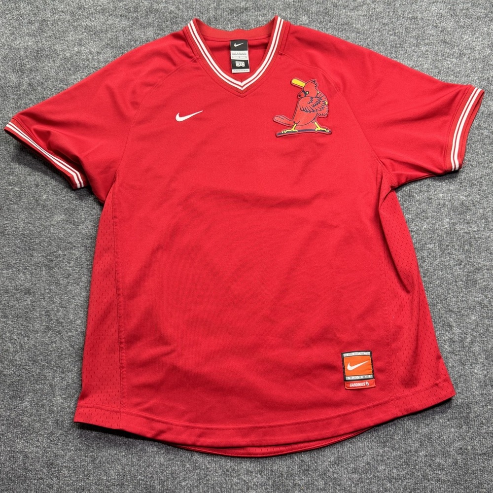 St Louis Cardinals Nike V Neck Jersey Mens L Red Cooperstown Collection MLB